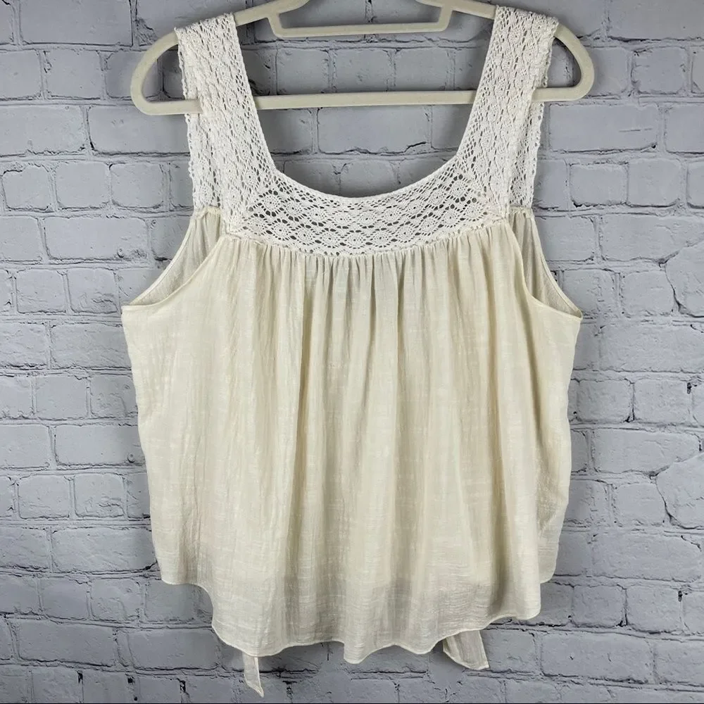 MADEWELL lightweight cotton blend beige crochet tie-back tank top, size XL - Picture 3 of 16